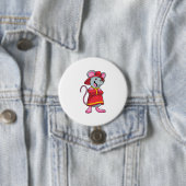 Badge Rond 7,6 Cm Souris comme pompier avec casque (En situation)