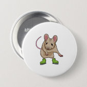Badge Rond 7,6 Cm Souris Patinage sur glace Patins sur glace (Devant & derrière)