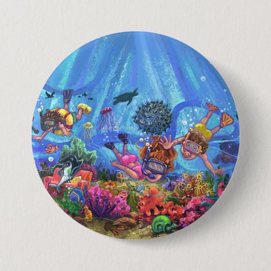 Badge Rond 7,6 Cm Sous la mer (Devant)