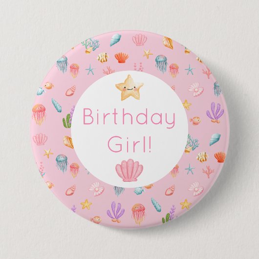 Badge Rond 7,6 Cm Sous la mer Anniversaire (Devant)