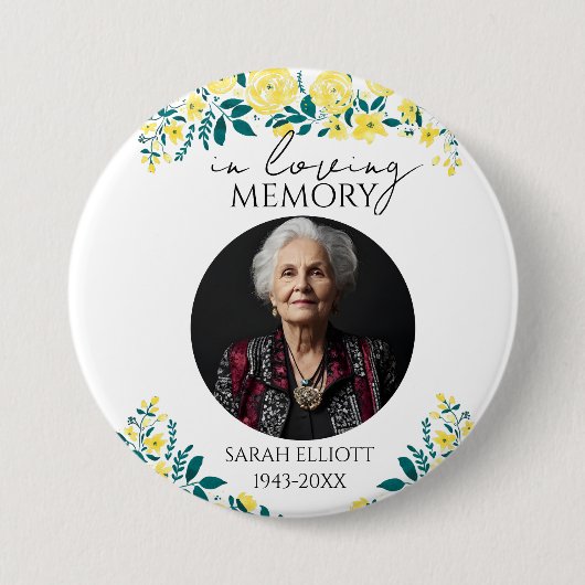 Badge Rond 7,6 Cm souvenir floral d'un être cher (Devant)
