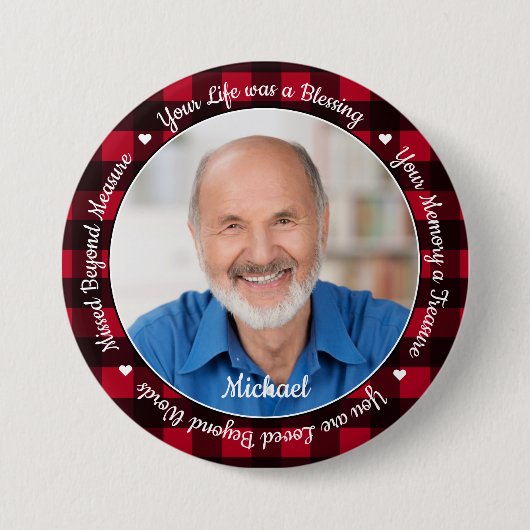 Badge Rond 7,6 Cm Souvenir Garde Rouge Plaid 2 Photo Mémorial (Devant)