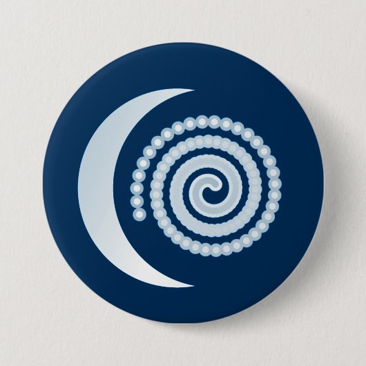 Badge Rond 7,6 Cm Spirale de lune d'argent sur bleu foncé (Devant)
