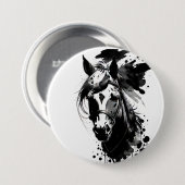 Badge Rond 7,6 Cm Spirit Pony 3 Noir & Blanc (Devant & derrière)