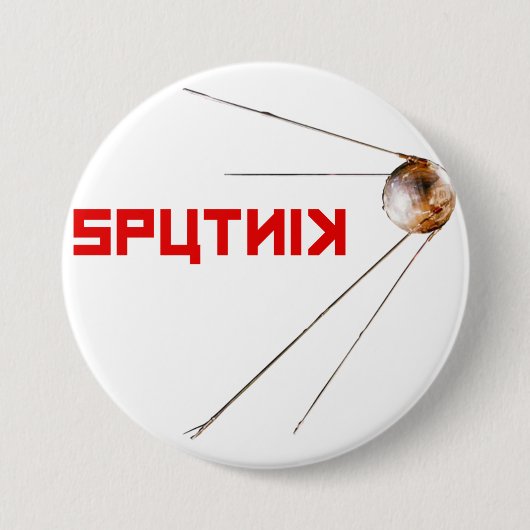 Badge Rond 7,6 Cm SPUTNIK - Histoire de l'espace, russe, satellite (Devant)