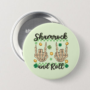 Badge Rond 7,6 Cm Squelette à main shamrock et rouleau