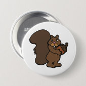 Badge Rond 7,6 Cm Squirrel with Acorn Cute Woodland Animal (Devant & derrière)