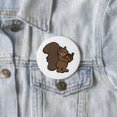Badge Rond 7,6 Cm Squirrel with Acorn Cute Woodland Animal (En situation)