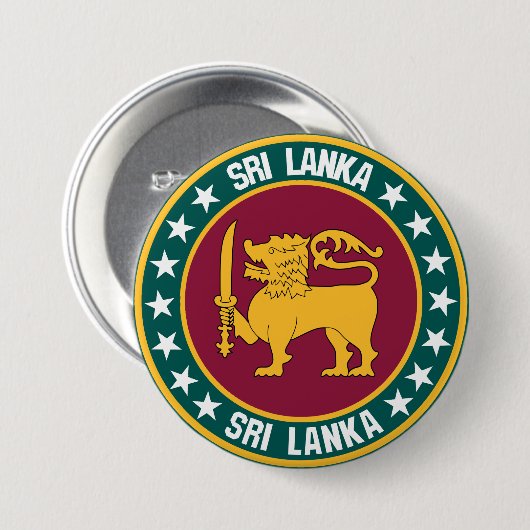 Badge Rond 7,6 Cm Sri Lanka (Devant & derrière)