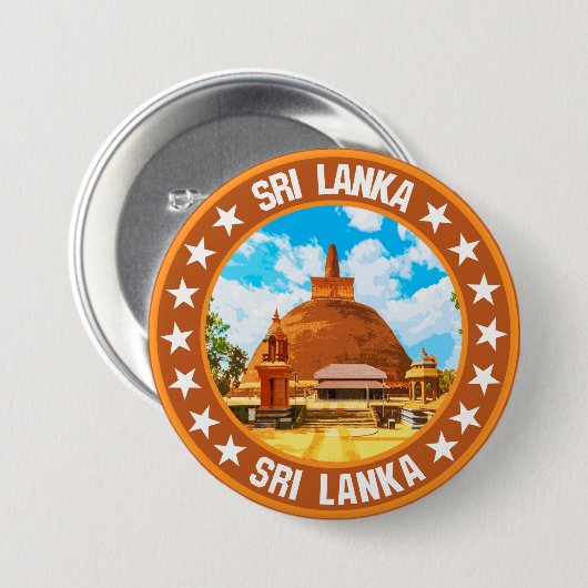 Badge Rond 7,6 Cm Sri Lanka (Devant & derrière)