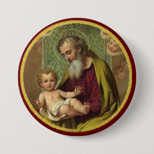 Badge Rond 7,6 Cm St Joseph et enfant Jésus (Devant)