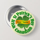 Badge Rond 7,6 Cm St Patrick d'Irlande (Devant & derrière)