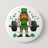 Badge Rond 7,6 Cm St. Patrick's Day Drôle Leprechaun Barbell Gym (Devant)