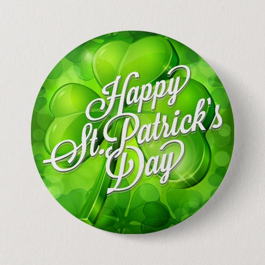 Badge Rond 7,6 Cm St. Patrick's Day - Shamrock & Word Art (Devant)