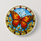 Badge Rond 7,6 Cm Stained glass window butterfly (Devant)