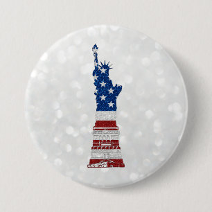 Badge Rond 7,6 Cm Statue De La Liberté 4 Juillet Parties scintillan