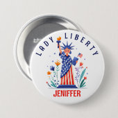 Badge Rond 7,6 Cm Statue de la Liberté NYC (Devant & derrière)