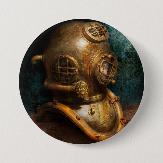 Badge Rond 7,6 Cm Steampunk - plongée - le casque de plongée (Devant)