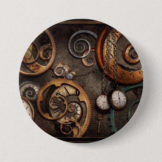 Badge Rond 7,6 Cm Steampunk - résumé - temps est compliqué (Devant)
