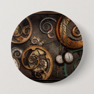 Badge Rond 7,6 Cm Steampunk - résumé - temps est compliqué