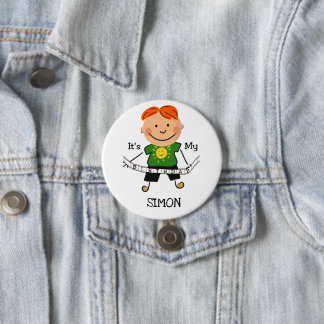 Badge Rond 7,6 Cm Stick Figure Boy C'est mon anniversaire