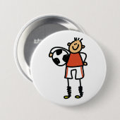 Badge Rond 7,6 Cm Stick Figure Soccer Boy Football Player (Devant & derrière)