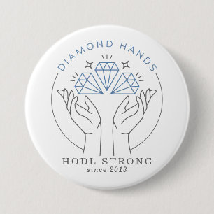 Badge Rond 7,6 Cm Stock à mains de diamant et négociateur de crypto