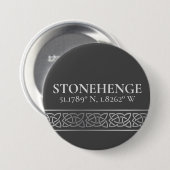 Badge Rond 7,6 Cm Stonehenge Latitude Longitude foncé (Devant & derrière)