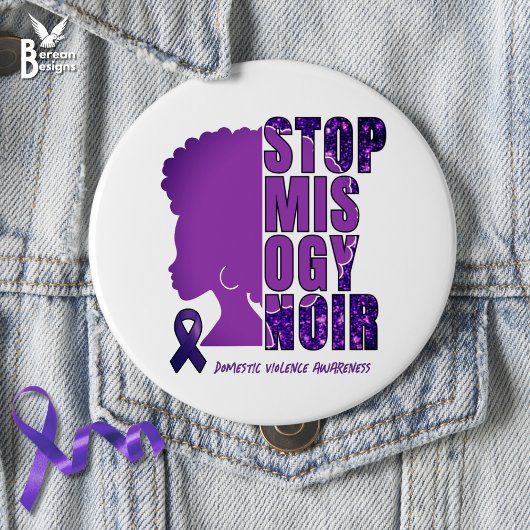 Badge Rond 7,6 Cm STOP MISOGYNOIR Sensibilisation à la violence dome