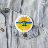 Badge Rond 7,6 Cm Stopper Avec Le Tournesol Ukrainien (En situation)