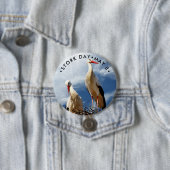Badge Rond 7,6 Cm Stork Day, cigogne blanche (En situation)