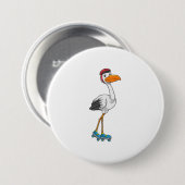 Badge Rond 7,6 Cm Stork en Patinage en ligne avec Roller skates (Devant & derrière)