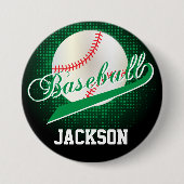 Badge Rond 7,6 Cm Style Baseball Retro Vert (Devant)