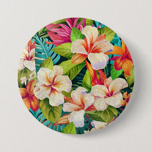 Badge Rond 7,6 Cm Style de peinture à l'huile florale tropicale
