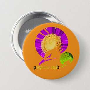 Badge Rond 7,6 Cm Style orange magnifique