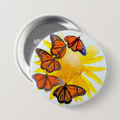 Badge Rond 7,6 Cm Suivez Les Papillons Monarque D'Aquarelle Légère (Devant & derrière)