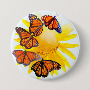 Badge Rond 7,6 Cm Suivre les papillons Monarch de la lumière