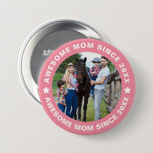 Badge Rond 7,6 Cm Super Maman Depuis 20XX Modern Photo Simple (Devant & derrière)
