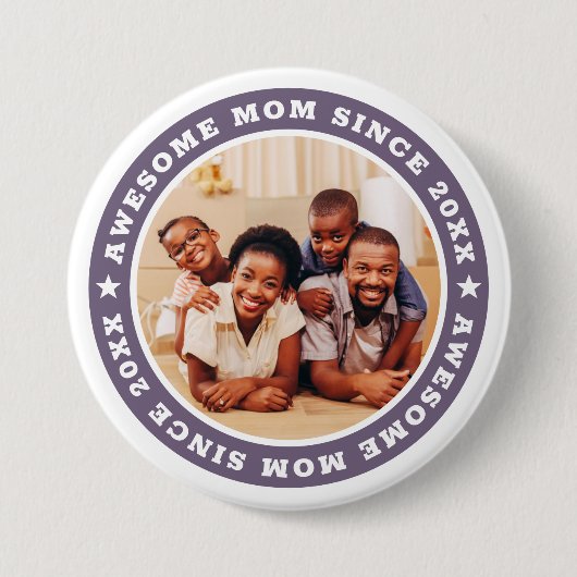 Badge Rond 7,6 Cm Super Maman Depuis 20XX Modern Photo Simple (Devant)