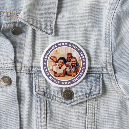 Badge Rond 7,6 Cm Super Maman Depuis 20XX Modern Photo Simple (En situation)