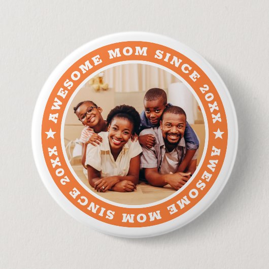 Badge Rond 7,6 Cm Super Maman Depuis 20XX Modern Photo Simple (Devant)