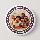 Badge Rond 7,6 Cm Super Maman Depuis 20XX Modern Photo Simple (Devant)