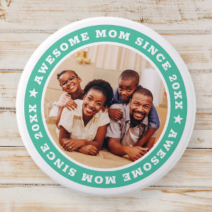 Badge Rond 7,6 Cm Super Maman Depuis 20XX Modern Photo Simple