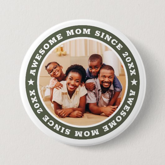 Badge Rond 7,6 Cm Super Maman Depuis 20XX Modern Photo Simple (Devant)