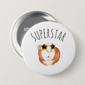 Badge Rond 7,6 Cm SUPERSTAR Happy Guinea Pig (Devant & derrière)