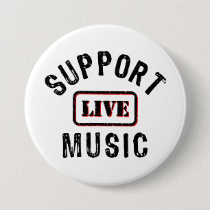 Badge Rond 7,6 Cm Support Musique Live, Musique Live Band, Concertgo