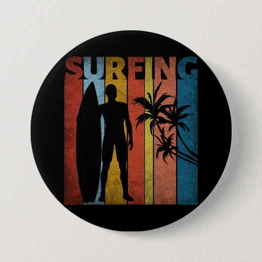 BADGE ROND 7,6 CM SURF TROPICAL ÉTÉ (Devant)