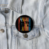 BADGE ROND 7,6 CM SURF TROPICAL ÉTÉ (En situation)