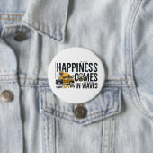 Badge Rond 7,6 Cm Surf Van Beach Quote Happiness Comes in Waves (En situation)