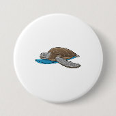 Badge Rond 7,6 Cm Surfer sur tortue (Devant)